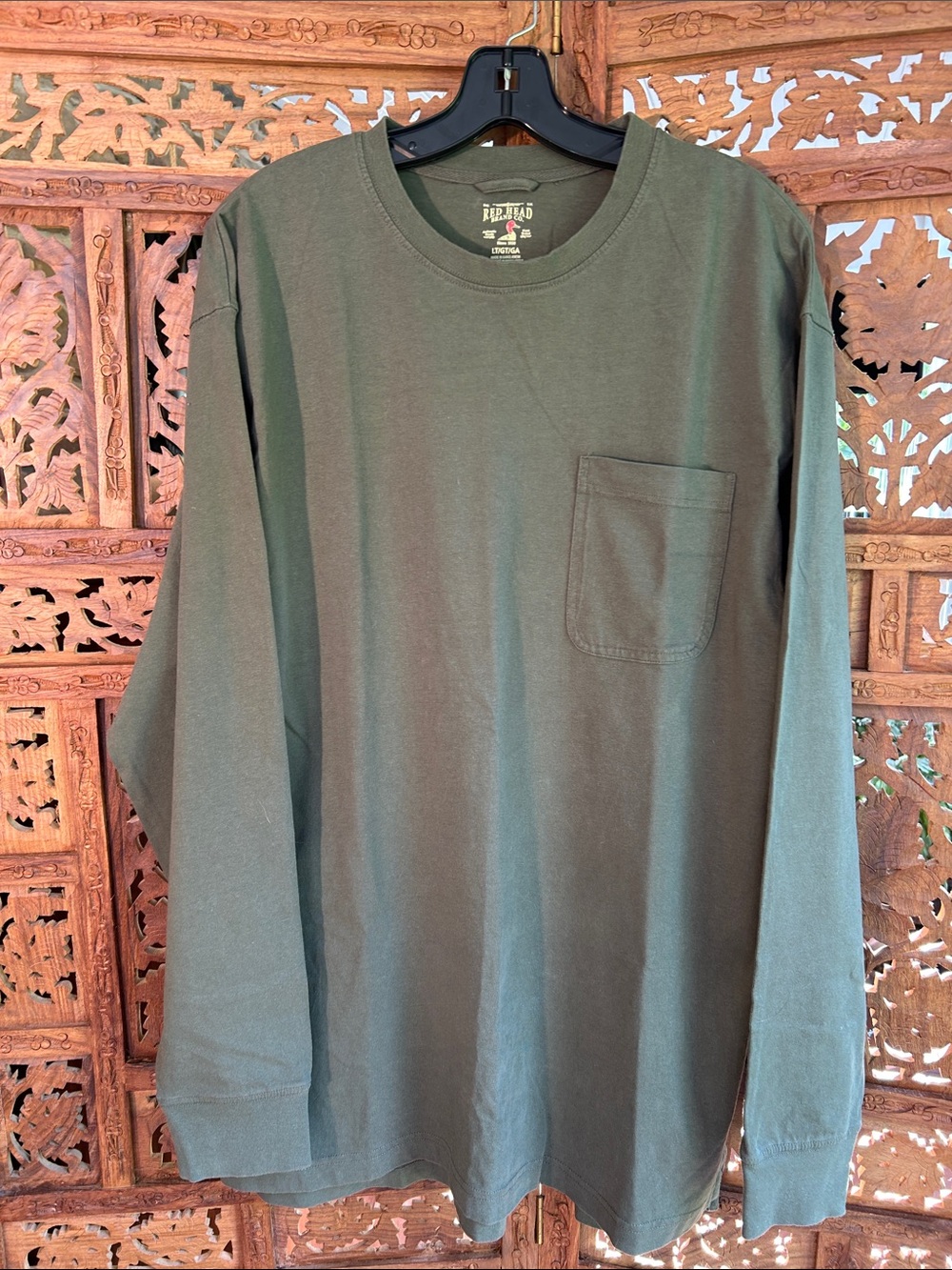 Red Head Men’s Dark Olive Green Long Sleeve Pocket Tee Men’s L